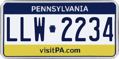 PA license plate LLW2234