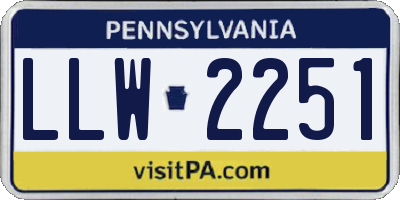 PA license plate LLW2251