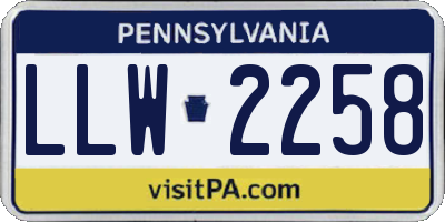 PA license plate LLW2258