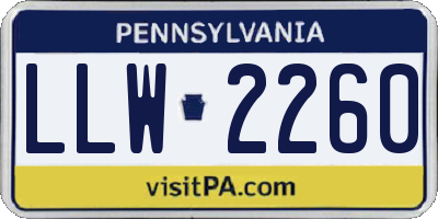 PA license plate LLW2260