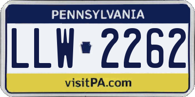 PA license plate LLW2262