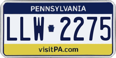 PA license plate LLW2275