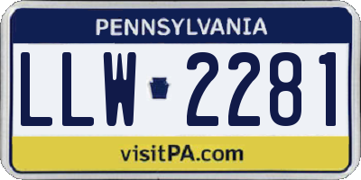 PA license plate LLW2281