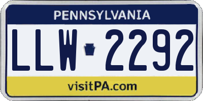 PA license plate LLW2292