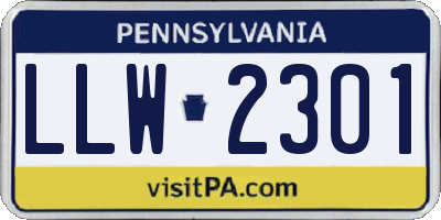 PA license plate LLW2301