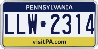 PA license plate LLW2314