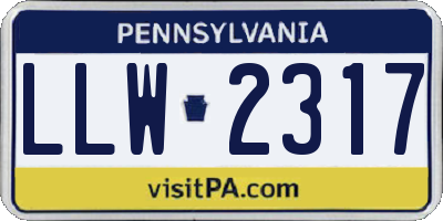 PA license plate LLW2317