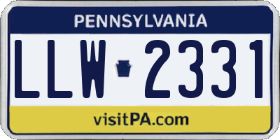 PA license plate LLW2331
