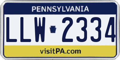 PA license plate LLW2334