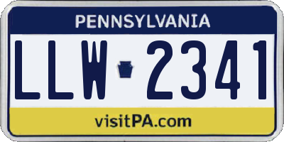 PA license plate LLW2341