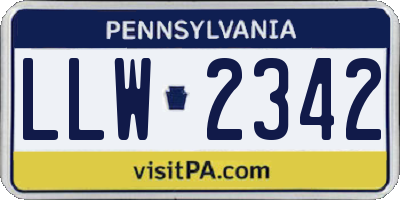 PA license plate LLW2342