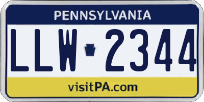 PA license plate LLW2344