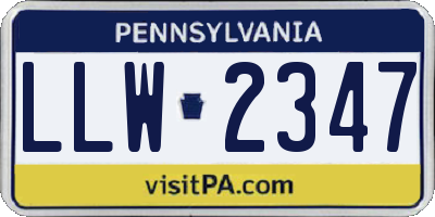 PA license plate LLW2347