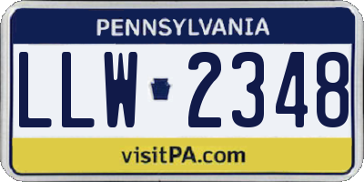 PA license plate LLW2348