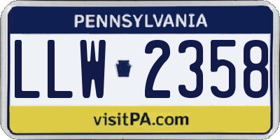 PA license plate LLW2358