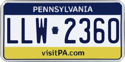 PA license plate LLW2360
