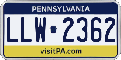PA license plate LLW2362