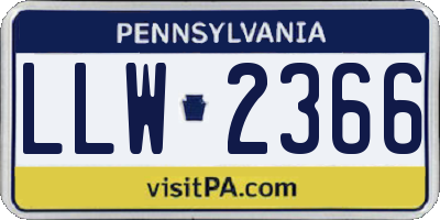 PA license plate LLW2366