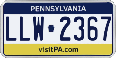 PA license plate LLW2367