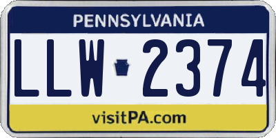 PA license plate LLW2374