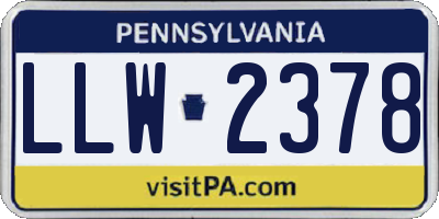 PA license plate LLW2378
