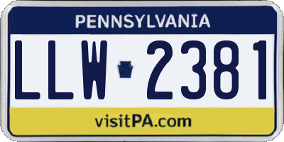 PA license plate LLW2381