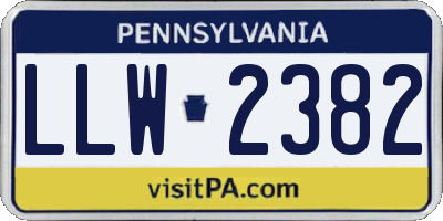 PA license plate LLW2382