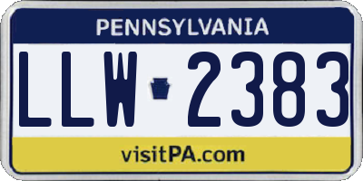 PA license plate LLW2383