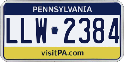 PA license plate LLW2384
