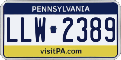 PA license plate LLW2389