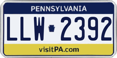 PA license plate LLW2392