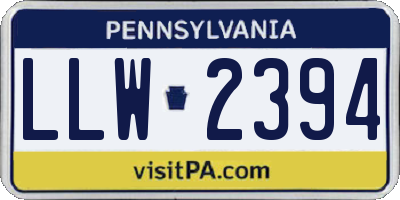 PA license plate LLW2394