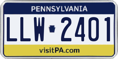 PA license plate LLW2401
