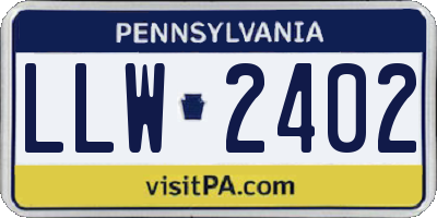 PA license plate LLW2402