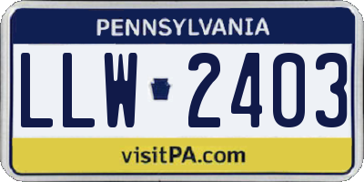 PA license plate LLW2403