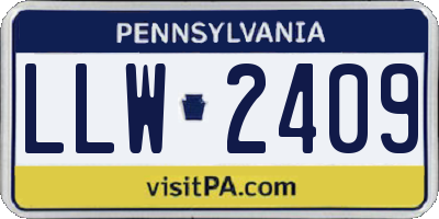 PA license plate LLW2409