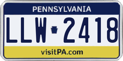 PA license plate LLW2418