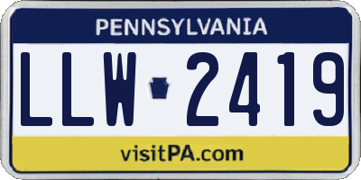 PA license plate LLW2419