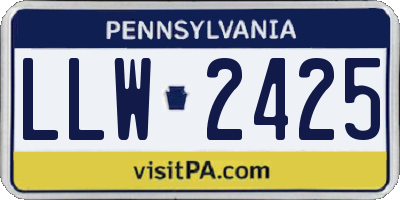 PA license plate LLW2425