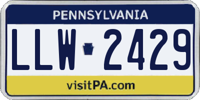 PA license plate LLW2429