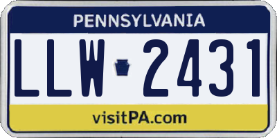 PA license plate LLW2431