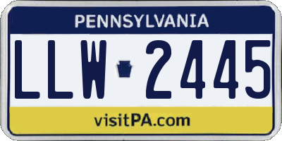 PA license plate LLW2445