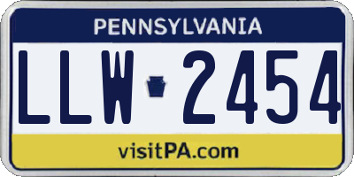 PA license plate LLW2454