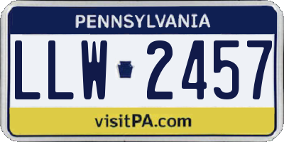 PA license plate LLW2457
