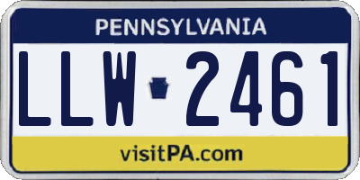 PA license plate LLW2461
