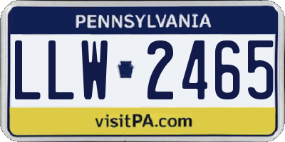 PA license plate LLW2465