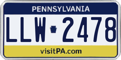 PA license plate LLW2478