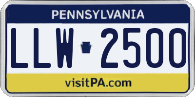 PA license plate LLW2500