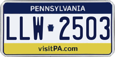 PA license plate LLW2503