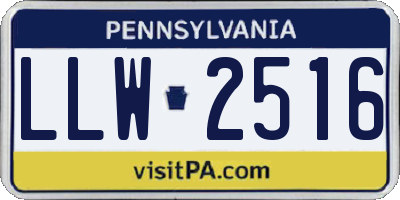 PA license plate LLW2516